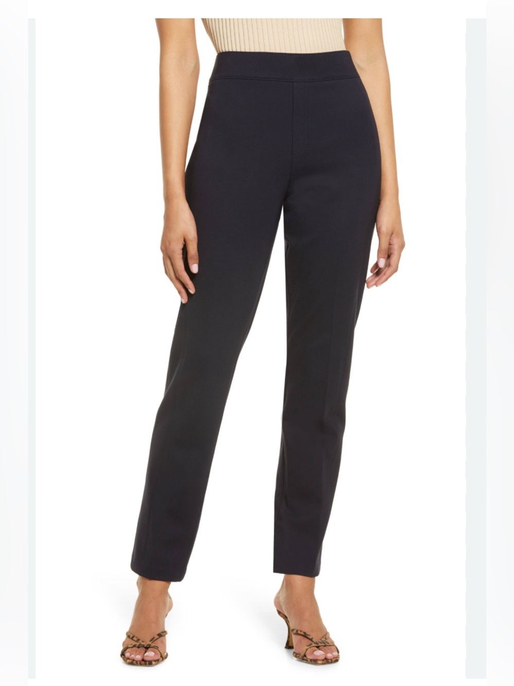 Spanx The Perfect Pant Slim Straight Black Pull On Trousers Womens M Petite